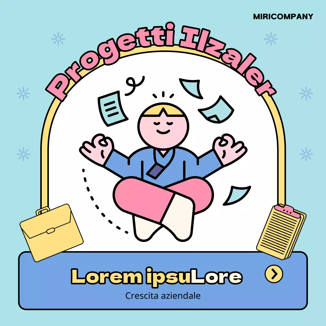 Guida a semplici programmi di formazione aziendale in azzurro e giallo