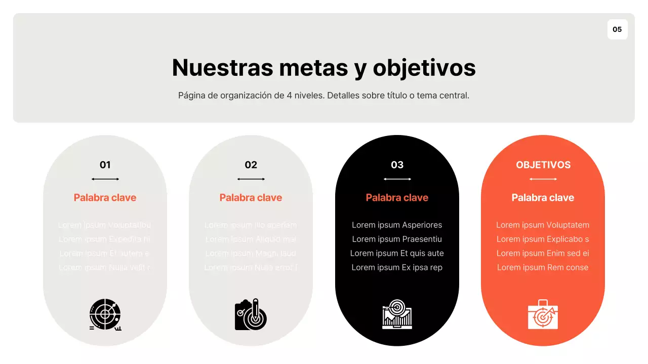 Un sencillo planificador de objetivos naranja y gris