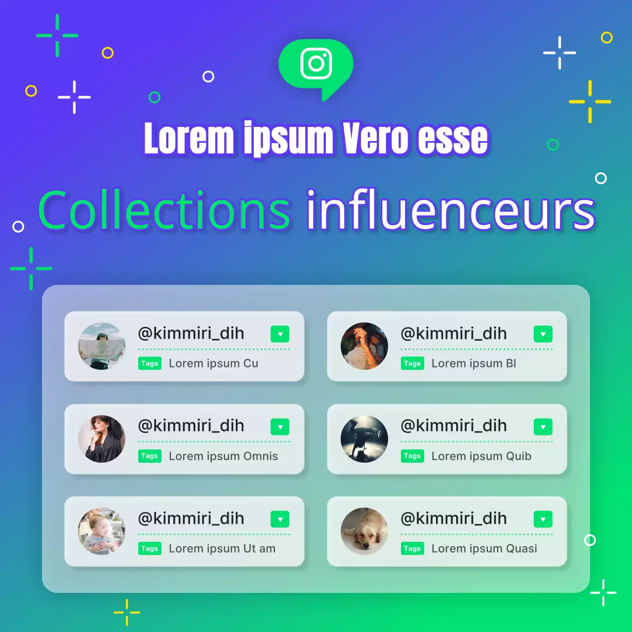 Un guide pour un compte Instagram vert et bleu simple
