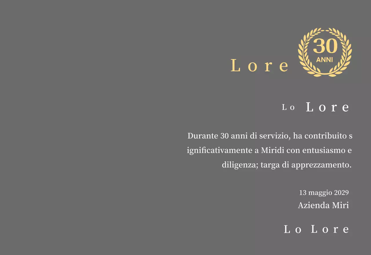 Concetto di targa aziendale di lungo servizio con simbolo dell'alloro