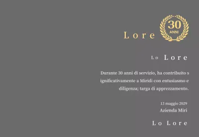 Concetto di targa aziendale di lungo servizio con simbolo dell'alloro