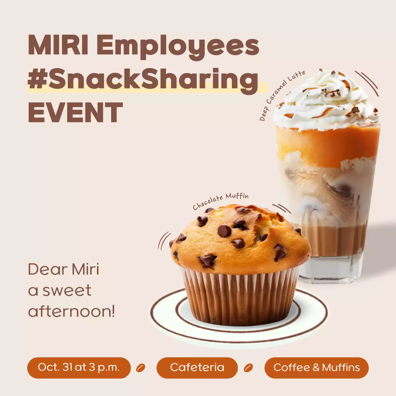 베이지 모던 스낵 이벤트 초대장 인스타그램 게시물