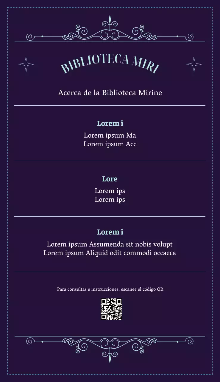 Un atrevido diseño de fuente inglesa y glamurosos elementos gráficos curvos y decorativos para promocionar su biblioteca.