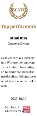 Luxe bedankbord met gouden lauweren en stempel