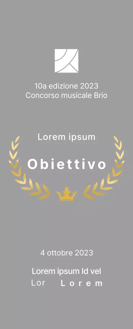 Targa per il vincitore del concorso con illustrazione delle linee di alloro e della corona