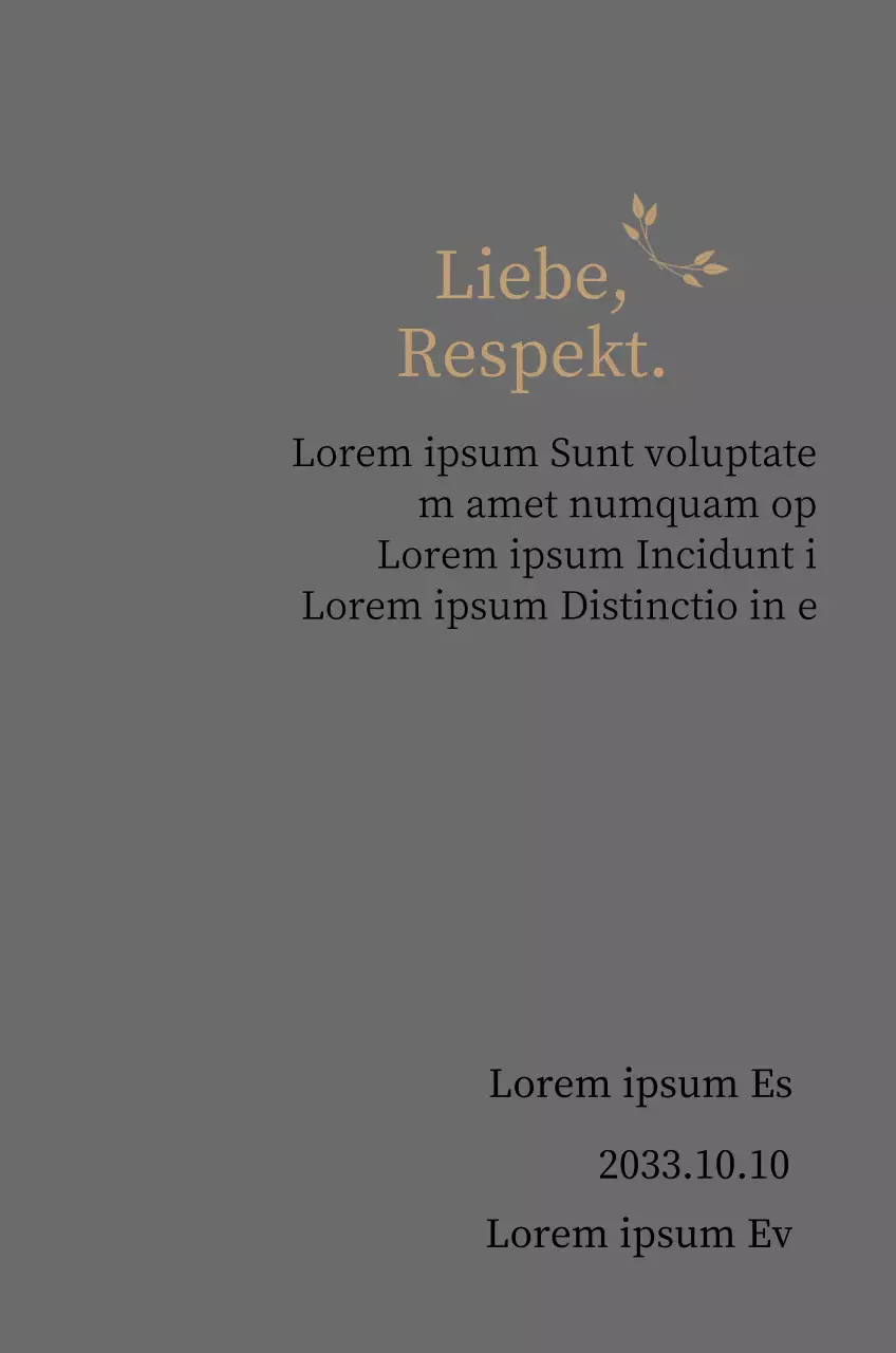 Edle Danksagungstafel mit Gold und Blättern