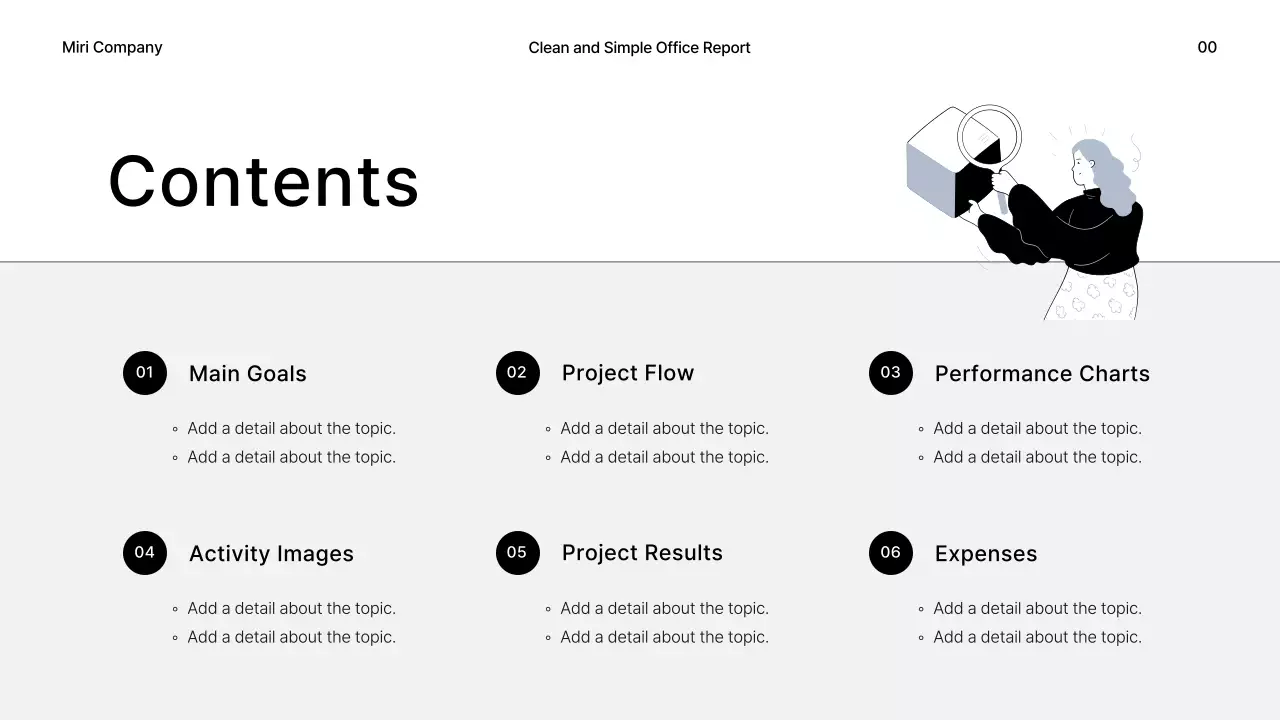 Simple business reports in gray and black