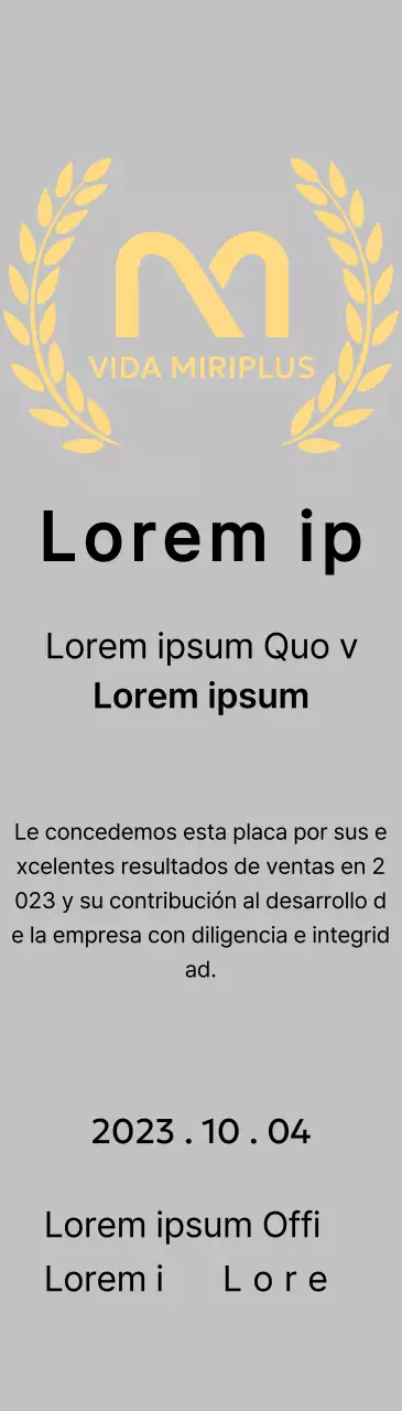 Placa al mérito con logotipo de la marca y corona de laurel en el concepto Premio al Concesionario Destacado.
