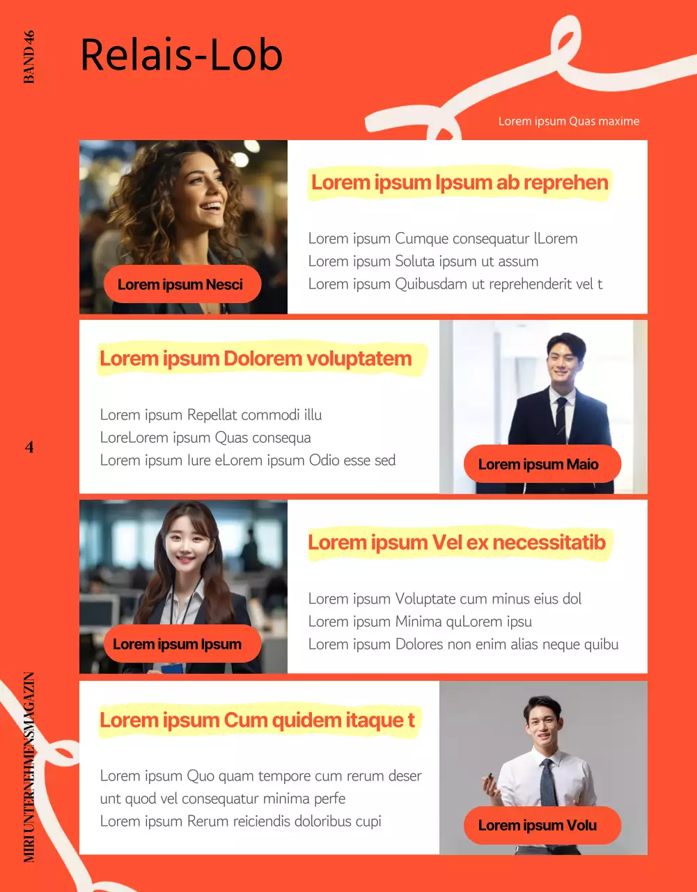 Eine hübsche orange-beige Firmenzeitschrift