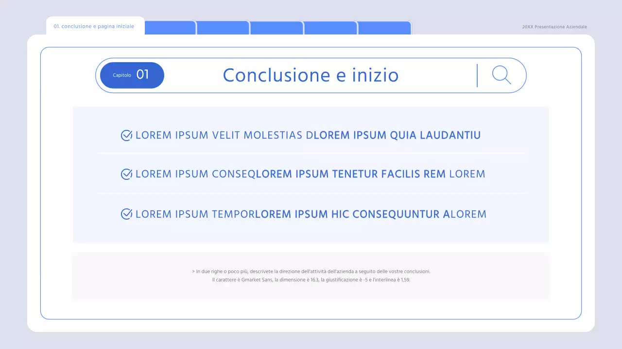 Una ricerca di mercato minimalista in azzurro