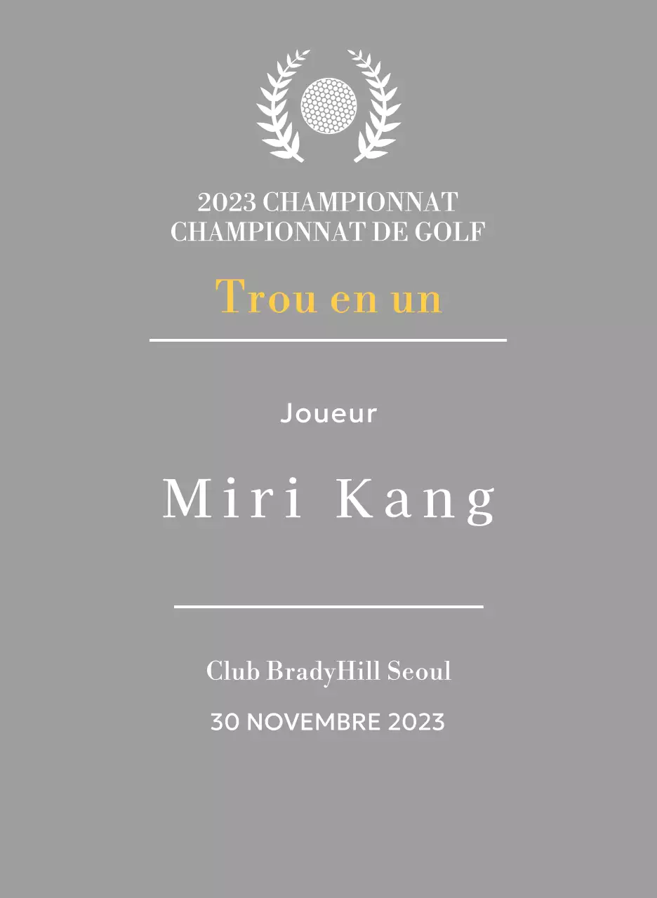 Plaque du gagnant d'un trou d'un coup au golf avec balle de golf et couronne de laurier (illustration)