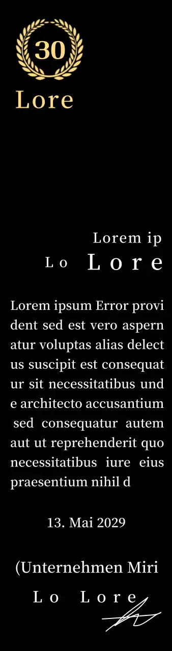 Firmenjubiläumsplakette mit Lorbeersymbol Konzept