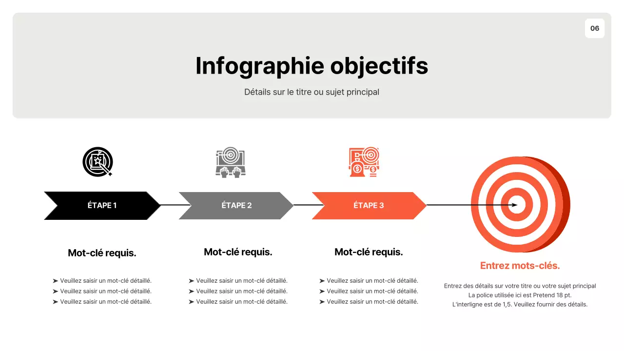 Un planificateur d'objectifs simple, orange et gris