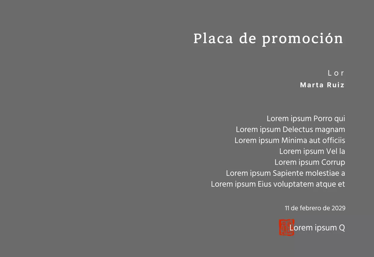 Placa de felicitación por el ascenso en una elegante fuente con gracias