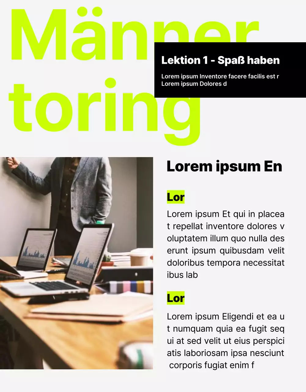 Ein trendiger interner Webzine-Newsletter mit lindgrünen Akzenten