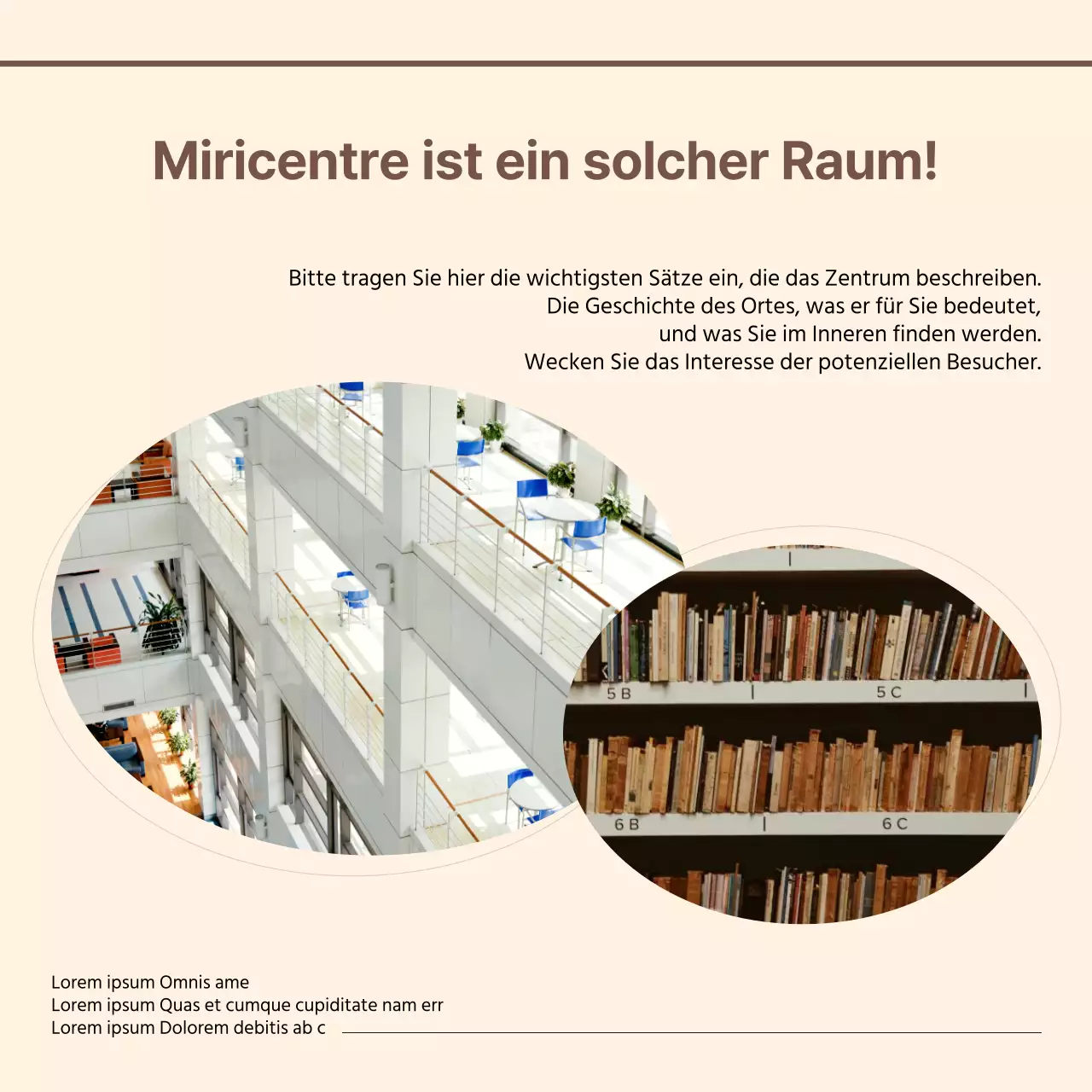Benutzerhandbuch für ein einfaches Zentrum mit elfenbeinfarbenem Hintergrund