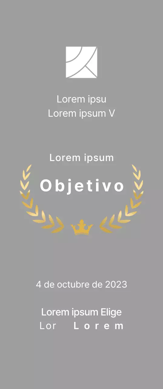 Placa del ganador del concurso conceptual con líneas de laurel e ilustración de una corona