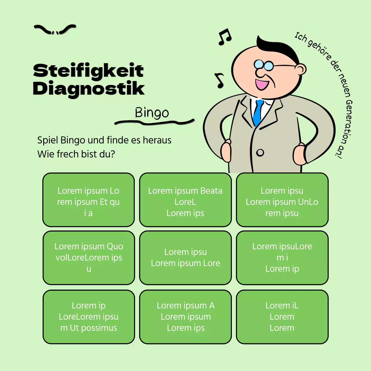 Werbung für den Gag Level Test in Rot und Schwarz