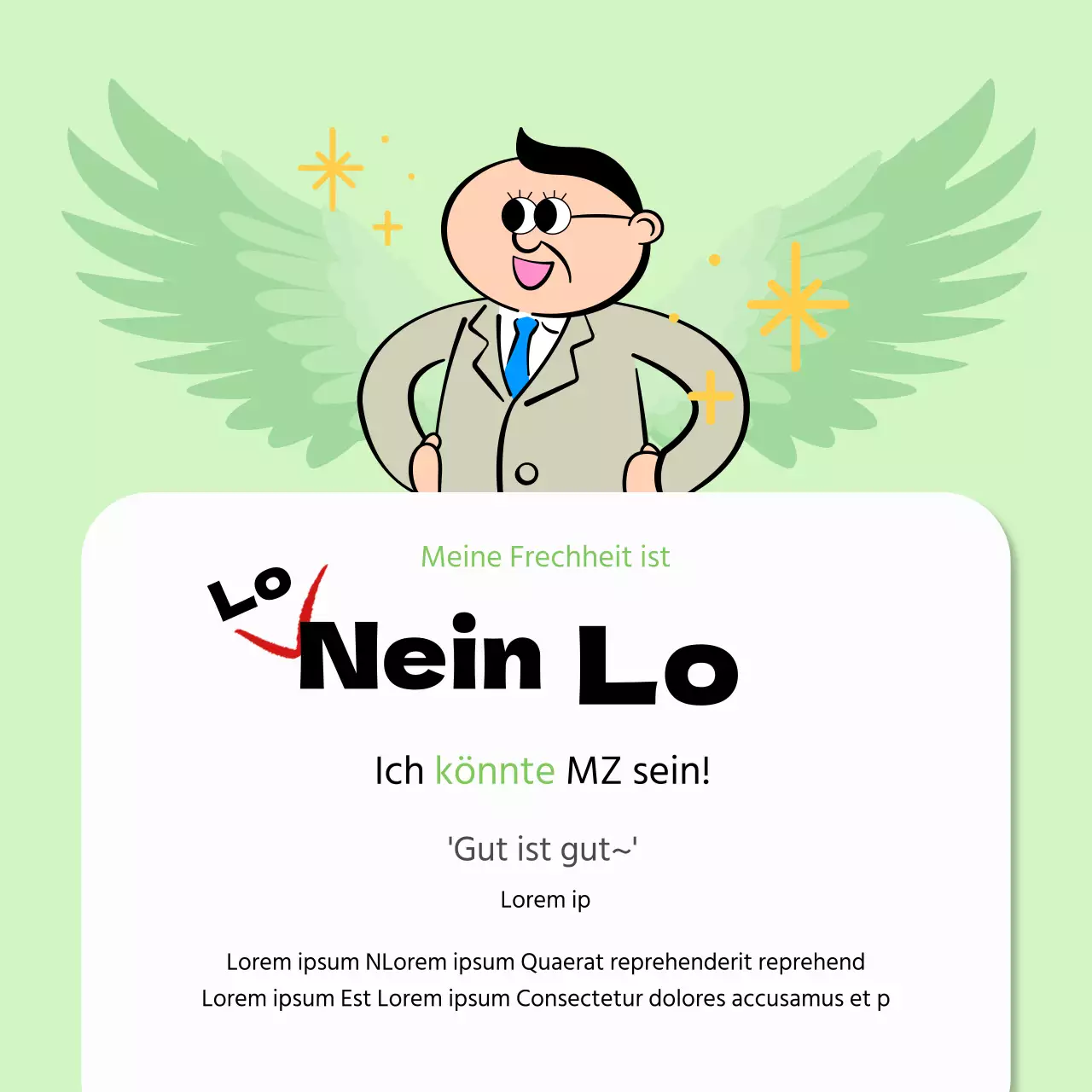 Werbung für den Gag Level Test in Rot und Schwarz