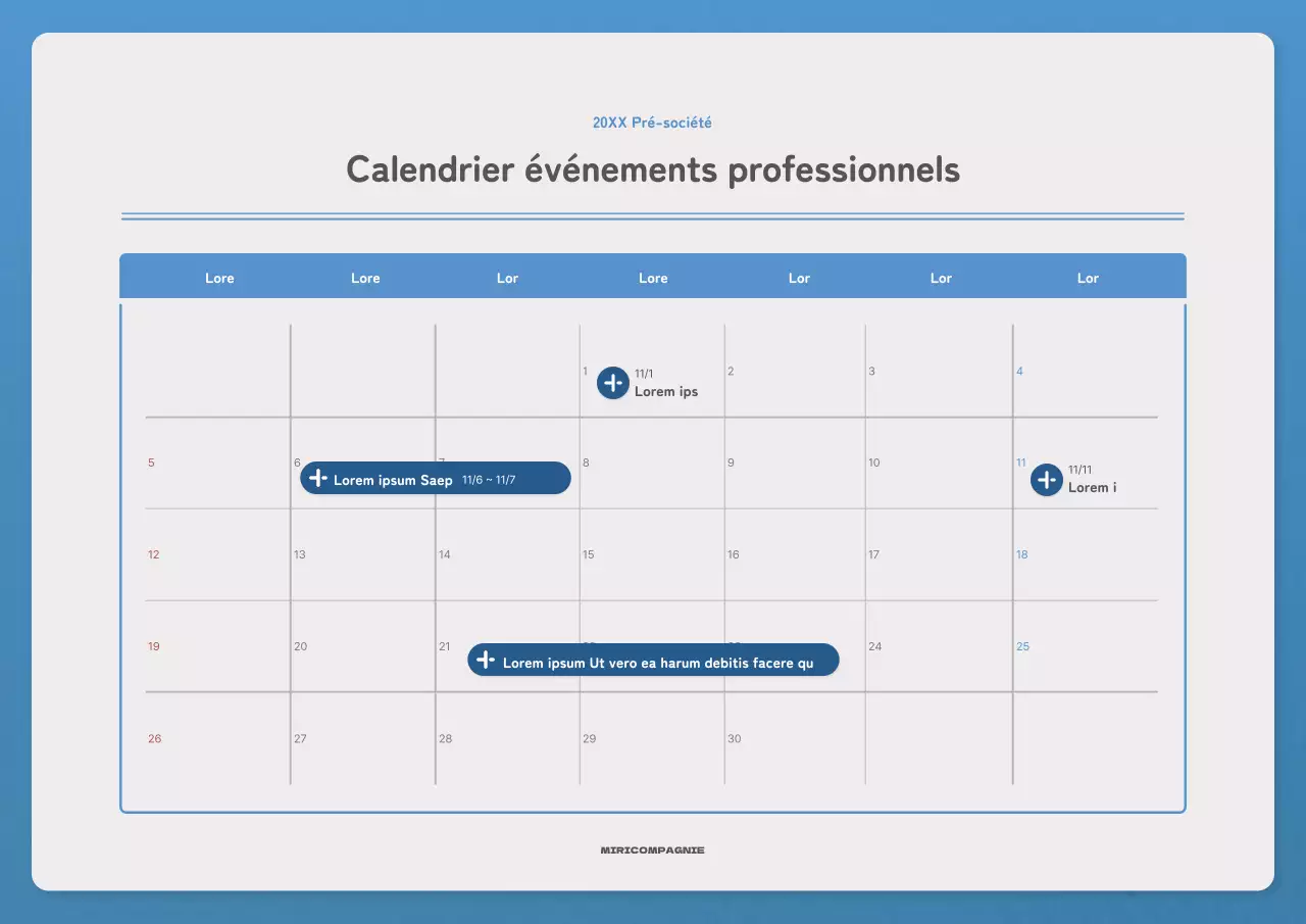 Un calendrier de base bleu et bleu marine