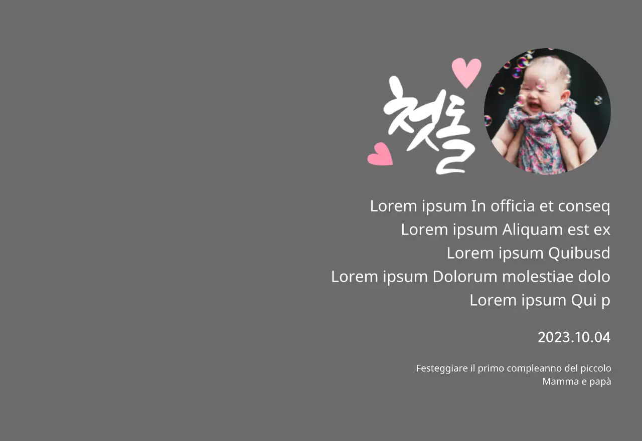 Targa a tema baby shower con calligrafia del primo compleanno e foto del bambino