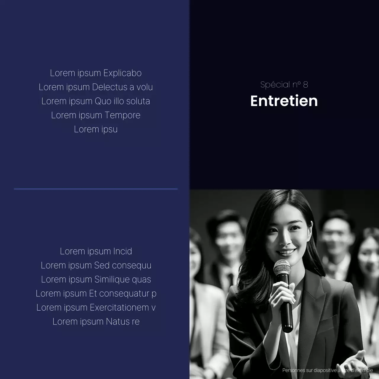 Un poste d'entretien d'entreprise simple, bleu marine