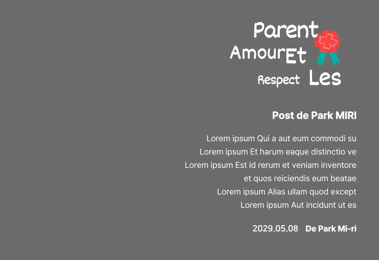 Calligraphie de la fête des mères avec illustration d'un œillet rouge