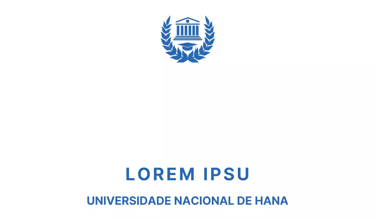 Artigos promocionais escolares em azul com louros e logótipo do edifício escolar