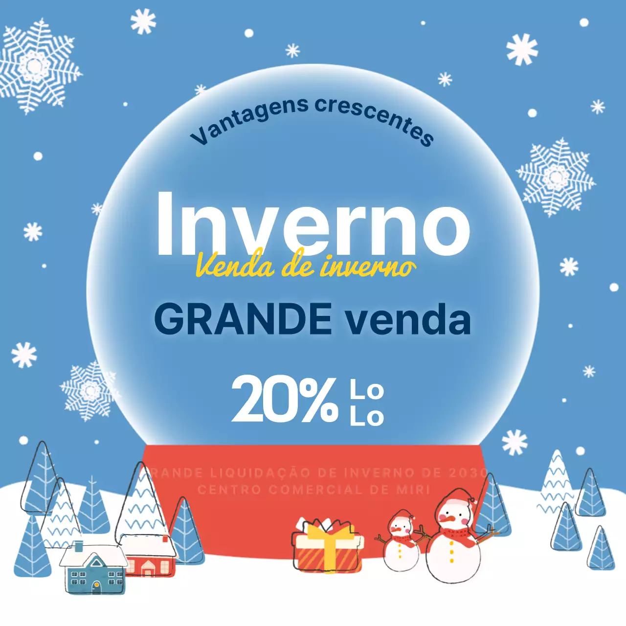 Promova os seus saldos de inverno em azul claro e branco