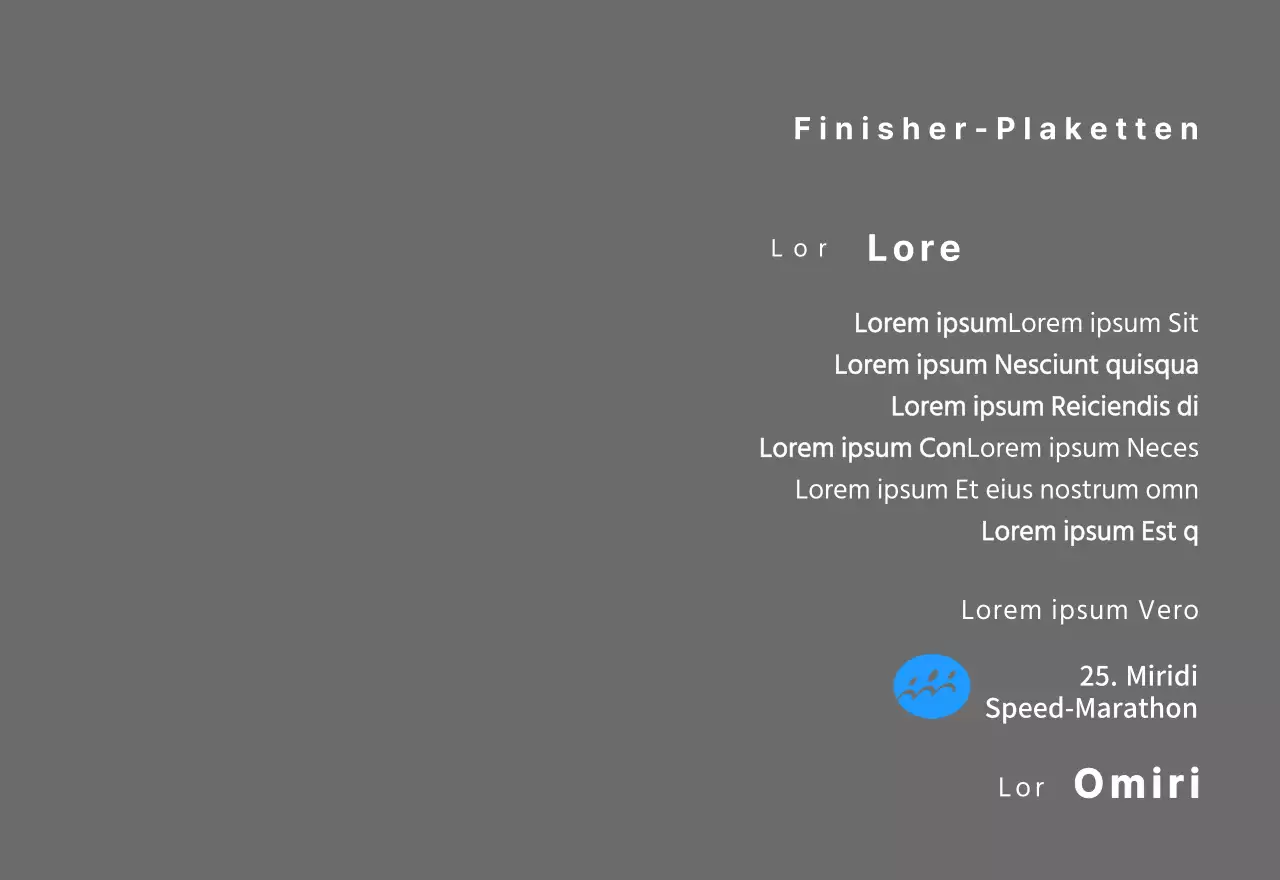 Marathon-Konzept Finisher-Plakette mit einfachem Logo