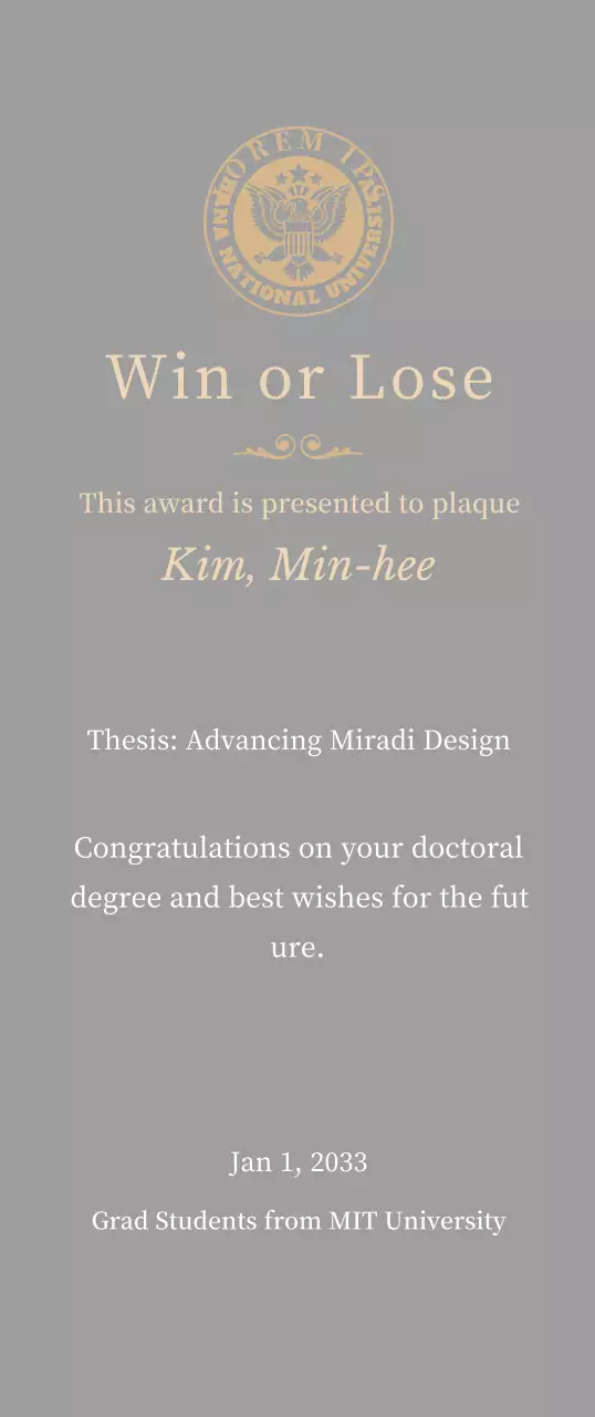 Classy diploma plaque with school logo and gold trim