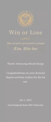 Classy diploma plaque with school logo and gold trim