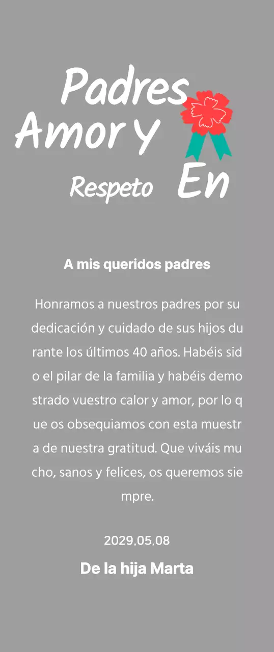 Caligrafía del Día de la Madre con ilustración de clavel rojo