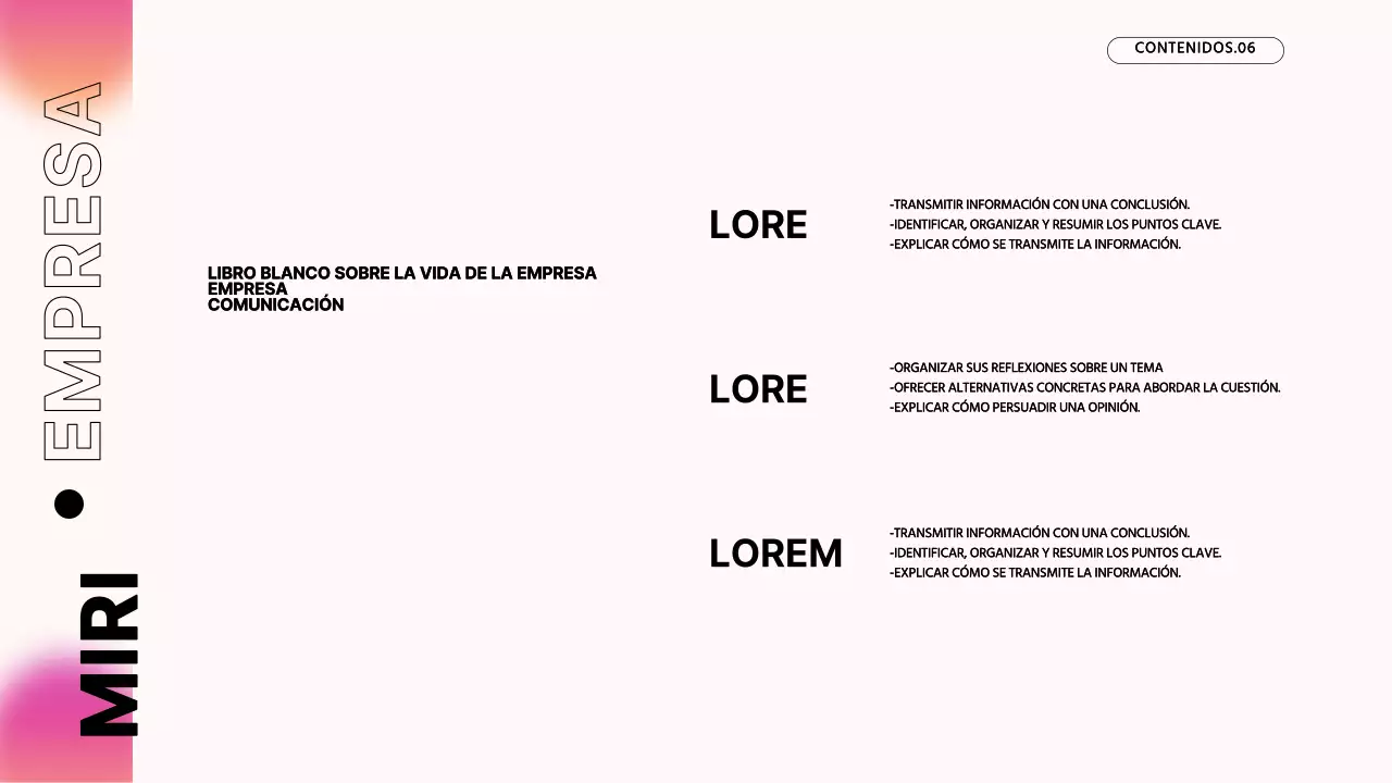 Material didáctico para el seminario de nuevos empleados de Pink's Modern Company