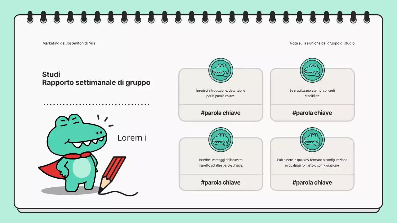 Presentazione di riunione di studio minimalista in menta e nero