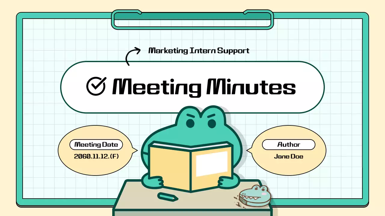 Green Cartoon Meeting Minutes Document Presentation