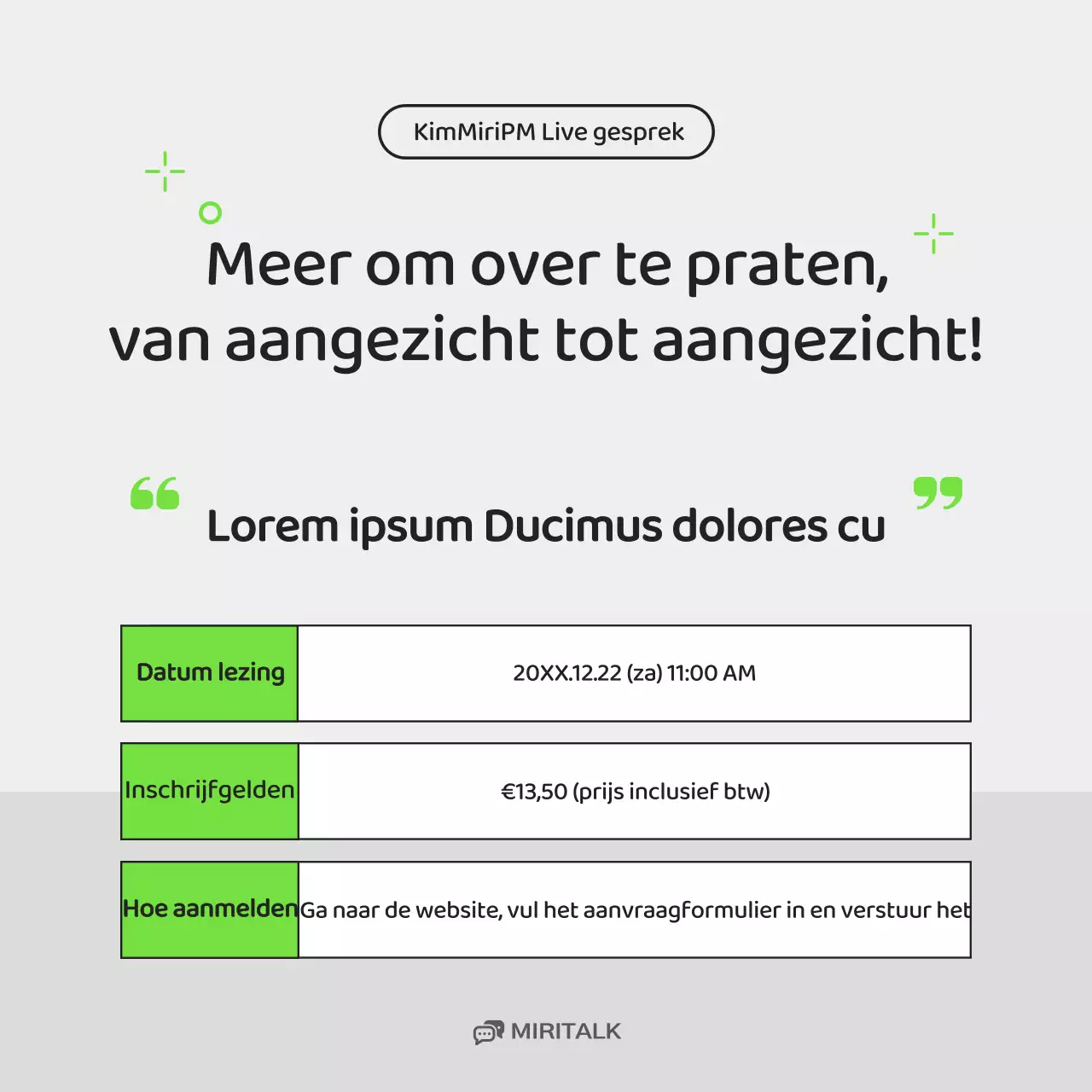 Een eenvoudige interviewpost voor een zakelijk portret in chartreuse en grijs