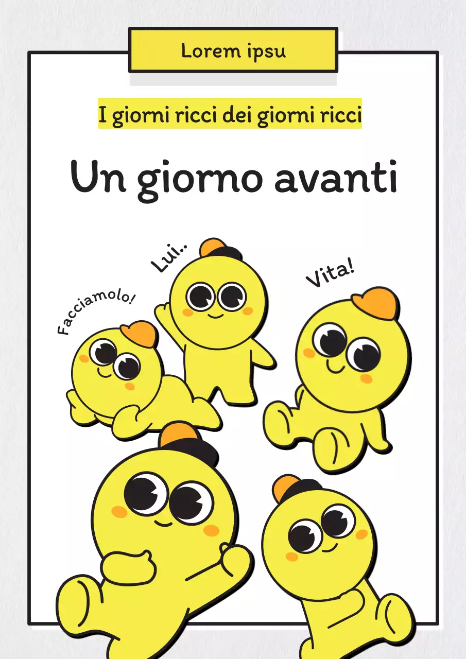 Copertina di un webcomic in quadricromia kitsch in bianco e giallo