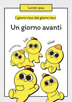 Copertina di un webcomic in quadricromia kitsch in bianco e giallo