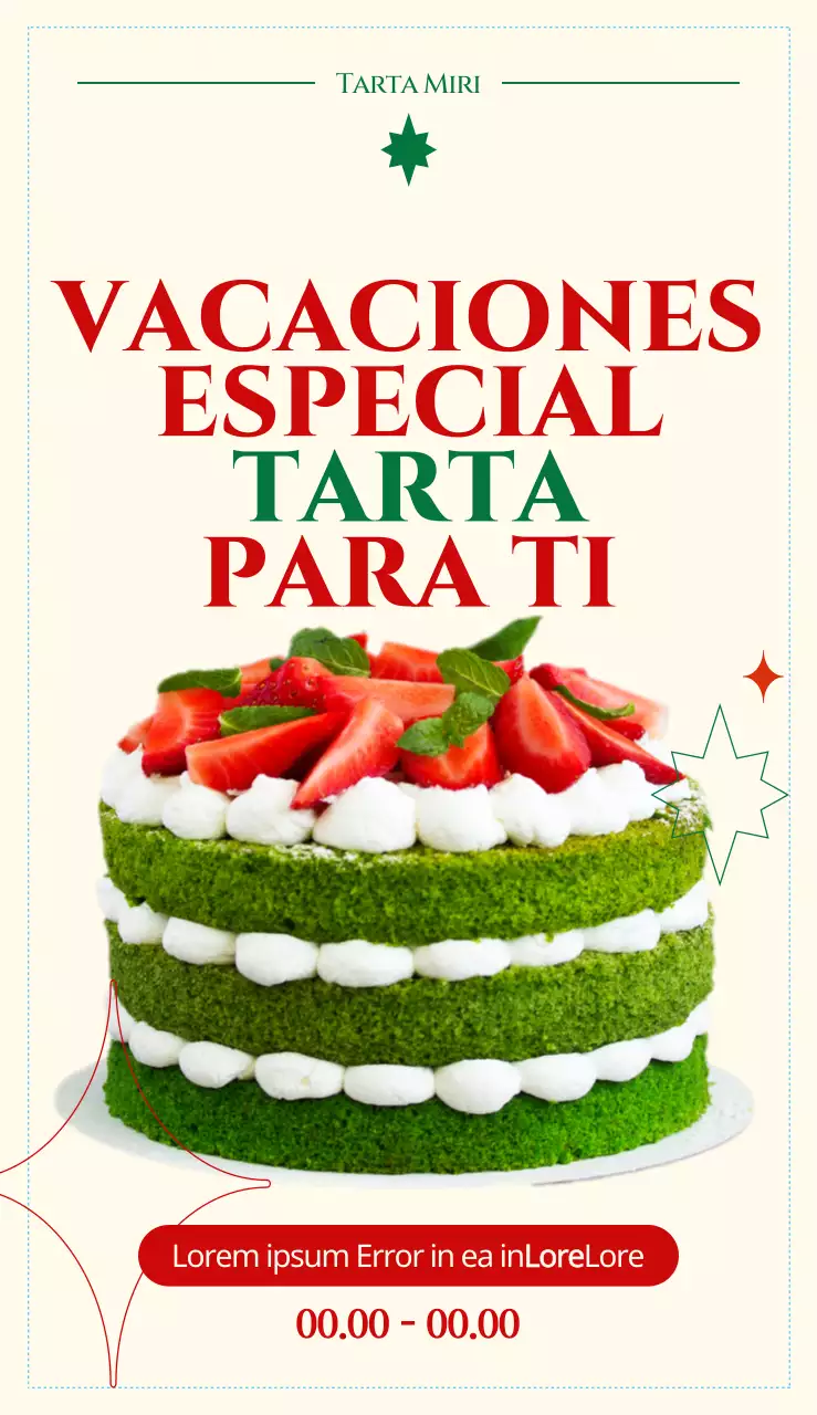 Carta de postre para cafetería en rojo y verde para darle un toque festivo, con un diseño de fuente inglesa y elementos gráficos atrevidos.