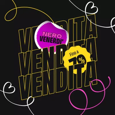 Promuovete una vendita kitsch del Black Friday in giallo e rosa acceso