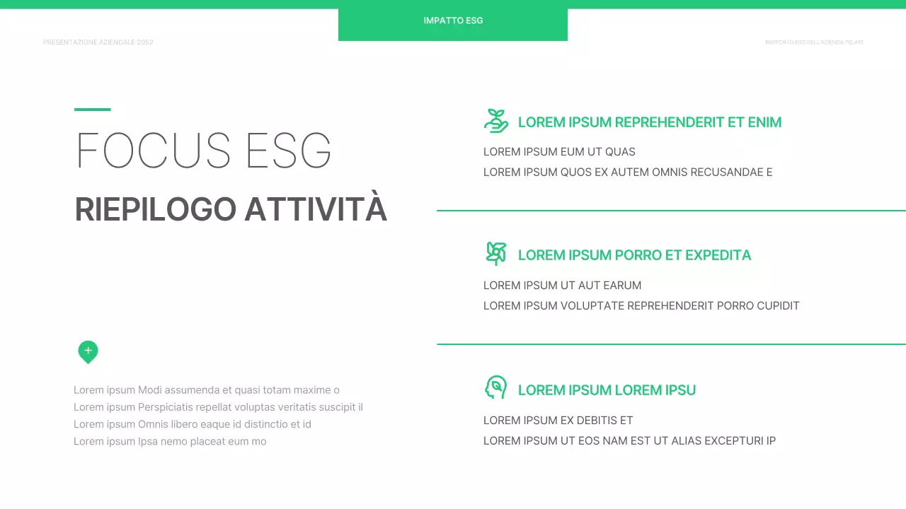 Un semplice rapporto ESG aziendale in bianco e nero