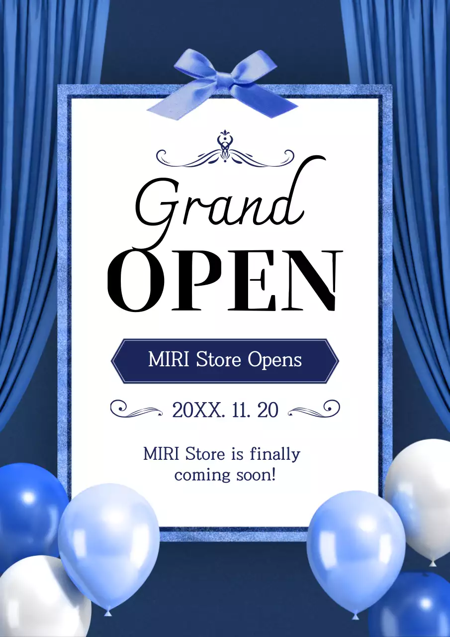 Blue Elegant Store Announcement Poster