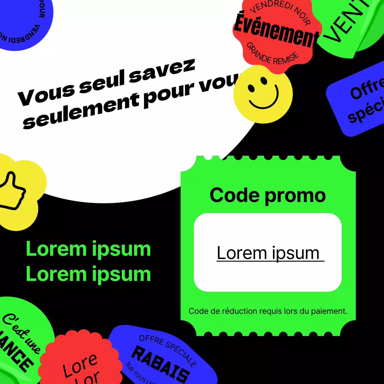 Annonces tendance pour le vendredi noir sur fond noir