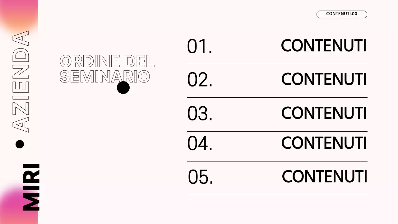 Materiali didattici per il seminario per i nuovi assunti dell'azienda moderna di Pink