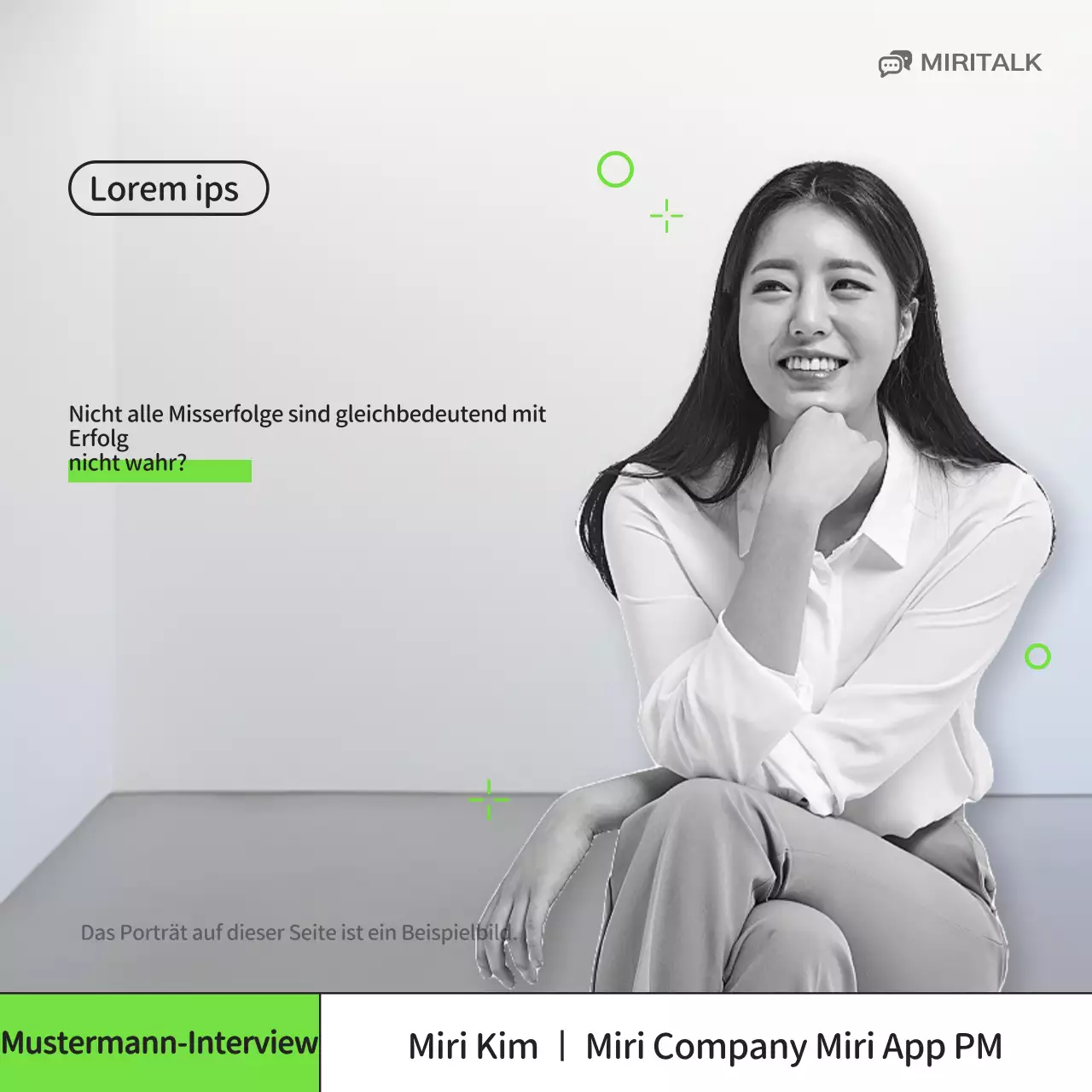 Ein einfaches Unternehmensporträt für ein Interview in Chartreuse und Grau