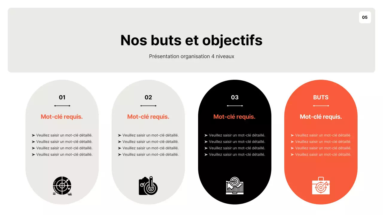 Un planificateur d'objectifs simple, orange et gris