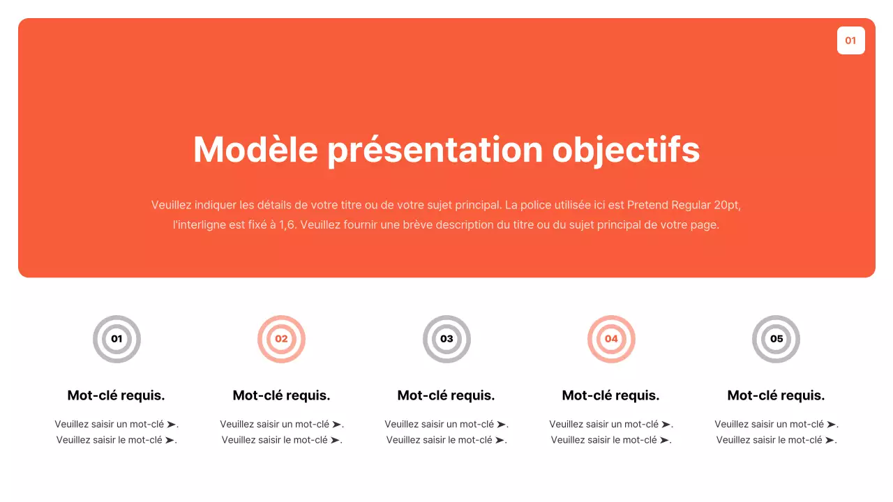 Un planificateur d'objectifs simple, orange et gris