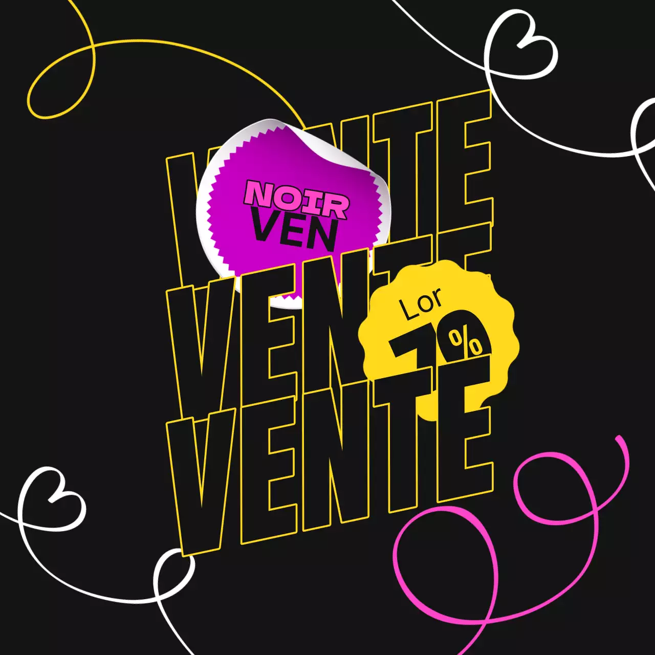Promouvoir une vente kitsch du vendredi noir en jaune et rose vif