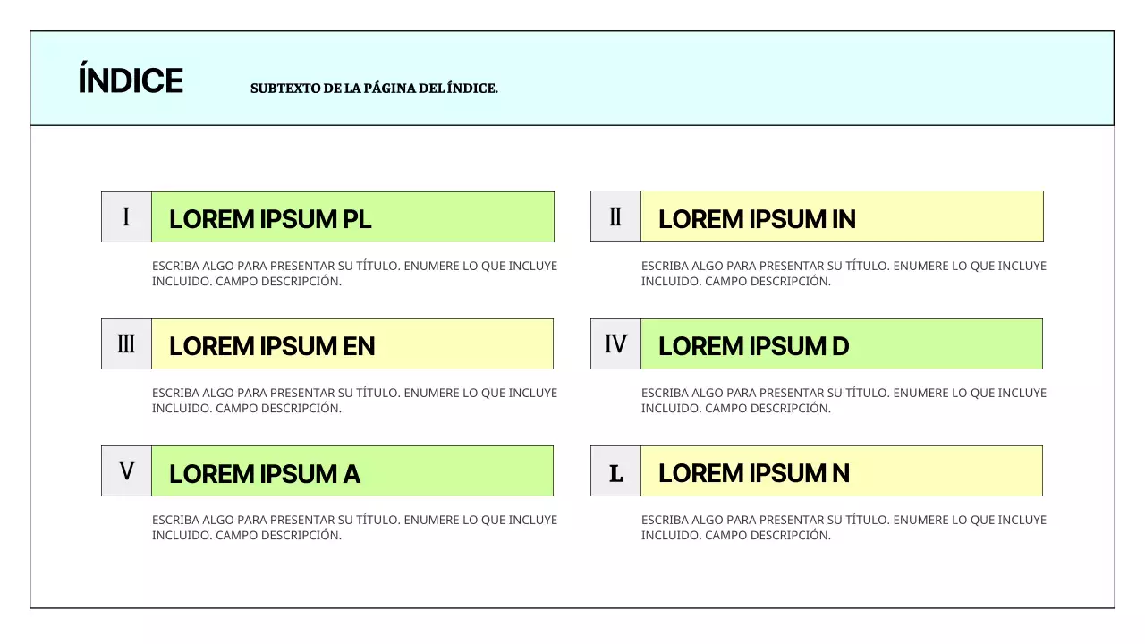 Un sencillo informe imprimible en azul claro y chartreuse